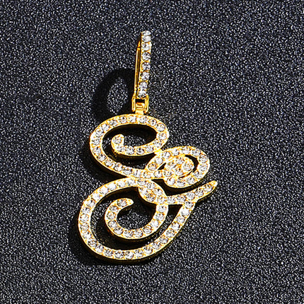 Foreign trade popular products full diamond hip hop jewelry grass letter pendant melon seed buckle Cuban chain accessories Amazon exclusive