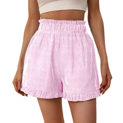 Nunbai Hot Girl Striped High-Waisted Casual Shorts for Women, Summer Hot Pants, Versatile Wide-Leg Pants, Slimming and Sexy