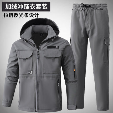 New fleece-lined Jacket Waterproof Wind-Resistant Outdoor Mountaineering Suit Warm Thickened Workwear Workwear for Men and Women