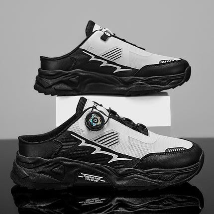 2025 Summer New Style Mesh Breathable sneaker Korean Style Half-support Trendy Men's Shoes Thick Sole Non-slip Casual Running Shoes