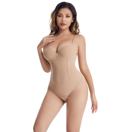 European and American Plus Size Skinny Jumpsuit Bra Shaper Belly Tinting Waist Hip-lifting G-string Underwear