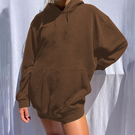 Aliexpress European and American Cross-Border Autumn New Products in Stock Off-Shoulder Hooded Warm Sweatshirt Pure Color Simple Without Printing