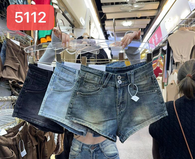Actual Photos of the Gear, New High-Waisted A-Line Denim Shorts for Sexys, Slimming Look, High-Waisted, Hip-Lifting, Tight-Fitting Hot Pants 5112