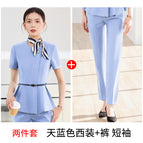 Two-piece set sky blue suit + pants / S