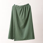Cotton and linen dark green bath skirt / M