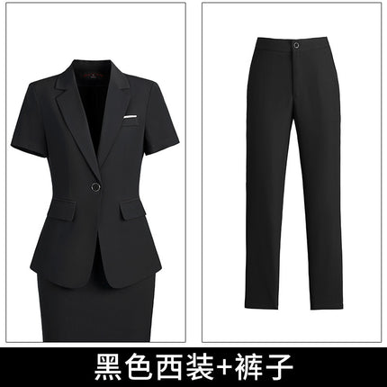 [Autumn Wear] Professional suit Female Temperament Workwear Goddess Fan Hotel Manager Short-sleeved Suit Summer Work Clothes