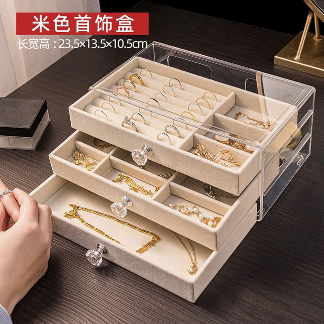 2025 New Korean Style Simple Style Acrylic Multi-Layer Jewelry Storage Box Jewelry Necklace Earrings Jewelry Display Box