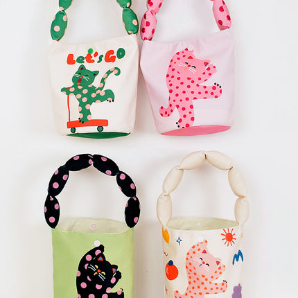 Autumn and Winter Cotton Shoulder Strap Bucket Bag Daughter Children's birthday gift kindergarten gift handbag cute lunch box bag