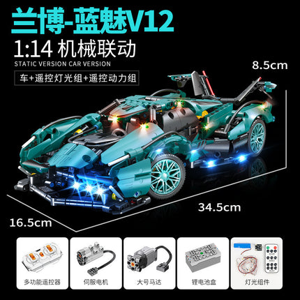 Compatible with Lego Black Gold V12 Cyberpunk Rambo Remote Control Building Blocks Sports Car Racing Children's Toys Cross-Border Wholesale