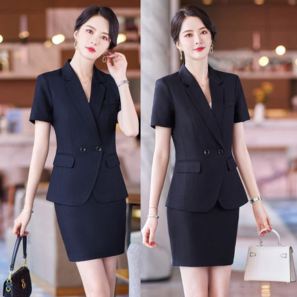 This summer new short-sleeved suit Korean temperament hotel jewelry store shopping guide overalls professional suit women