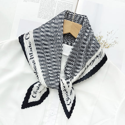 New wrinkled small square scarf female Korean imitation silk printed wrinkled small scarf Joker scarf decorative scarf wholesale