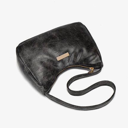 2025Bags Fashionable Oily Leather Glossy Armpit Bag Trendyy Versatile Girls Shoulder Bag Small Soft Leather Mobile Phone Bag