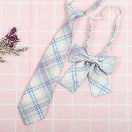 Japanese and Korean striped jk/dk college style men's and women's red cyanotic gray blue shirt accessories tie-free collar set