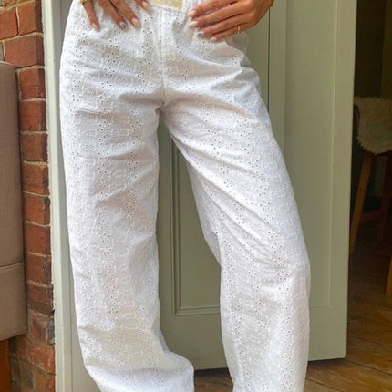 Cross-Border Trade Amazon Ins 2024 Summer Women's Striped Lazy Style High-Waisted Loose Long Pants Casual Versatile