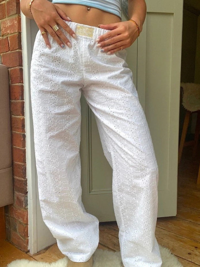 Cross-Border Trade Amazon Ins 2024 Summer Women's Striped Lazy Style High-Waisted Loose Long Pants Casual Versatile