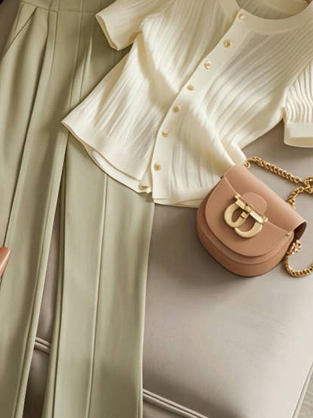 2024 New Style Elegant Wear a Set of Slimming Age-reducing Fashionable Salt Light Mature Casual Two-piece Suit Women's Summer