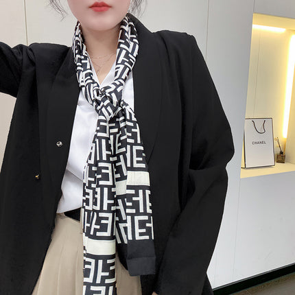 Spring and Summer New Double-layer New Silk Satin Neck Protection Scarf Women's Autumn and Winter Matching Shirt Elegant All-match Scarf