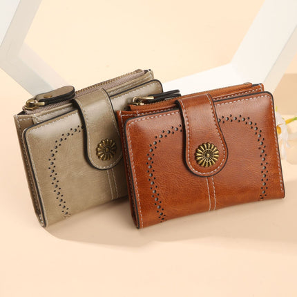 Anti-theft Brush Wallet Women's 2025 New Wax Wallet Multi-card Coin Purse European and American Women's Short Wallet