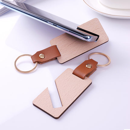 in stock Homestay Creative Leather Wooden Keychain Couple Keychain Creative Car Pendant