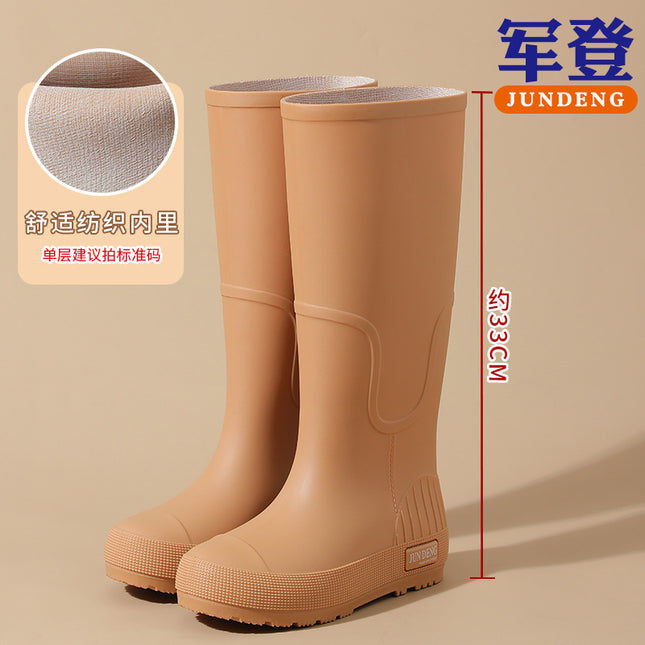 Pink British High-Top Women's Rain Boots, Thickeneded, Slimming Look, Waterproof, Non-Slip, Easy to Wash, Exquisite Rain Boots for Rainy Days