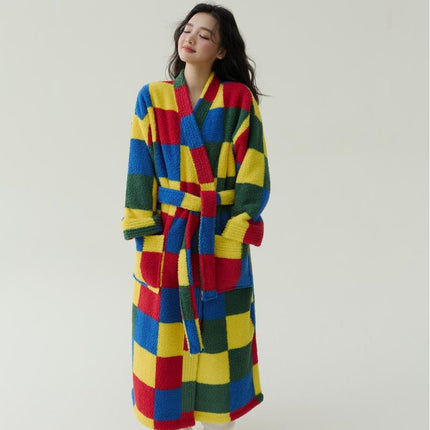 In-Stock Autumn and Winter New Coral Fleece Thickened Beautiful Fleece Men's and Women's Bathrobes, Extra-Long Bathrobes, Couple's Pajamas, Anti-Static