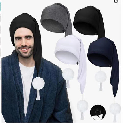Amazon new men's long hat ladies with white fur ball nightcap adjustable hat circumference can be used for parent-child