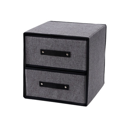 Cross-border Fabric Two-layer Drawer Storage Box Washable Imitation Cotton and Linen Bra Underwear Storage Box