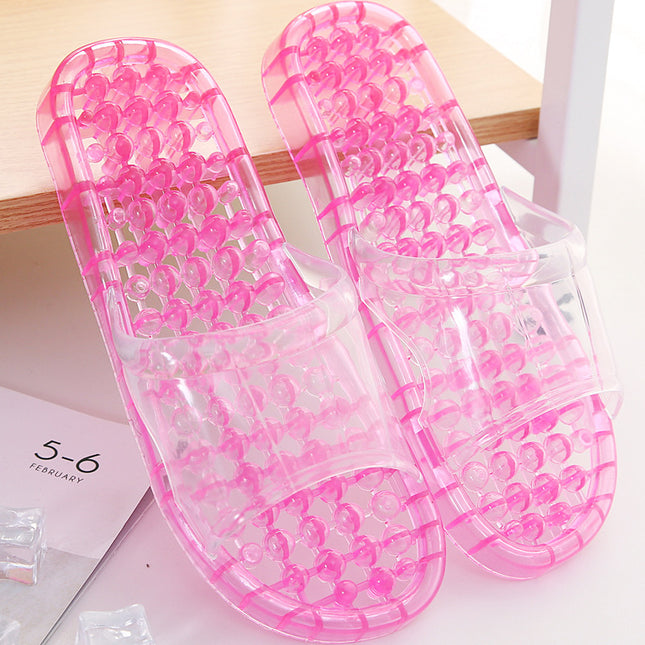Bath Slippers Massage Plastic Hollow Leakage Bathroom Slippers Women's Summer Indoor Men's Autumn Household Massage Slippers