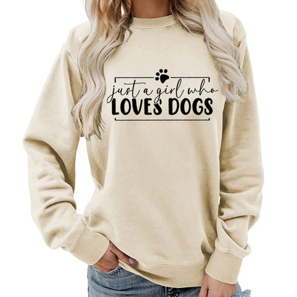 Loves dogs Printed Round Neck Women's Top Sweater Foreign Trade Supply Autumn and Winter Coat Casual Loose European Size Cross