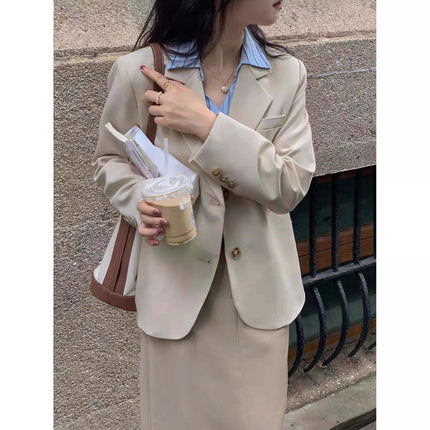 [15,400 People Collection] Small Suit Jacket Women Korean Loose 2025 Spring and Autumn British Style Gray Small Suit