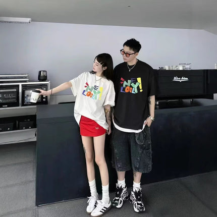 220g Shoulder Short-sleeved T-shirt Women's Cotton Top Summer Cartoon T-shirt Round Neck Loose Breathable plus size Fashion Brand