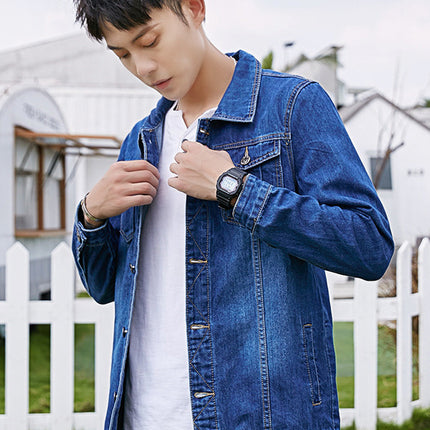 Spring and Autumn Men's Fashion Denim Jacket Korean Fashion Denim Shirt Youth Denim Slim Fit Denim Top Denim Jacket