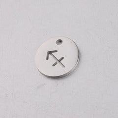 Mirror Stainless Steel 12 Zodiac Sign Round Pendant DIY Jewelry Accessories Gold Coin Titanium Steel Necklace Jewelry
