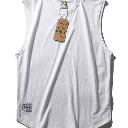 Comfortable and Good to Wear Solid Color Crewneck Washed Cotton Loose Waistcoat Retro Craft Garden Swing Side Split Sports Casual Vest