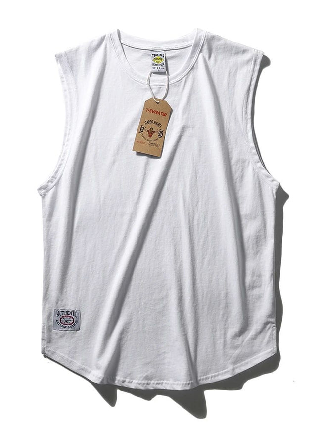 Comfortable and Good to Wear Solid Color Crewneck Washed Cotton Loose Waistcoat Retro Craft Garden Swing Side Split Sports Casual Vest