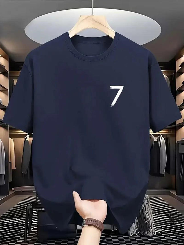 New Heavyweight Round Neck Short-Sleeved T-Shirt for Men, Cross-Border Popular Loose Printed Logo Bottoming Shirt for Men and Women, Half-Sleeved T-Shirt