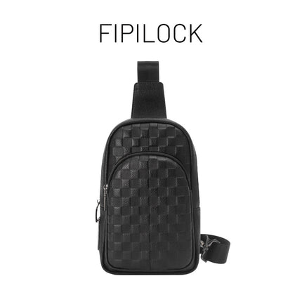 Fingerprint Lock Chest Bag for Men, Fashionable High-End Genuine Leather Crossbody Bag, Large Capacity Smart Anti-Theft Fingerprint Unlock Shoulder Bag
