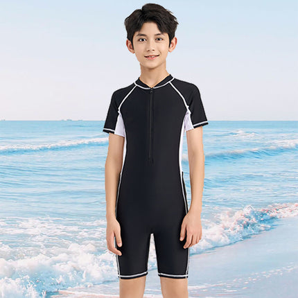 Children's Swimwear for Boys, One-Piece 2026 New Model, Professional Sun Protection Training Swimsuit for Older Kids, Custom-Made Boys' Swimwear for Hot Springs