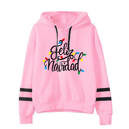 Christmas Feliz Navidad printed parallel bars hooded hoodie European and American men and women European code plus size cross-border