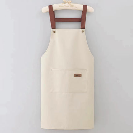 New Waterproof and Oil-Proof Apron Kitchen Cooking Apron Anti-Fouling Fabric Men's and Women's Cafe Printed Work Clothes Customization