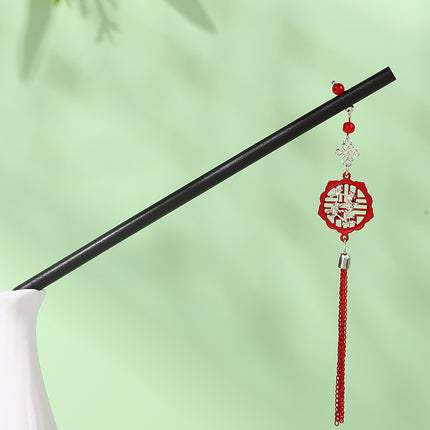 Antique Hairpin Tassel Step Wooden Hairpin Imitation Ebony Headwear Disc Hair Han Clothes Accessories Hair-pulled Ancient Clothes Hair Women