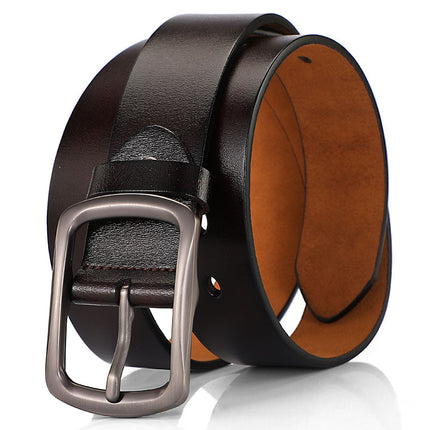 Men's Genuine Leather Pin Buckle Belt, Casual Vintage Style, Suitable for Drop Shipping, Versatile and Casual