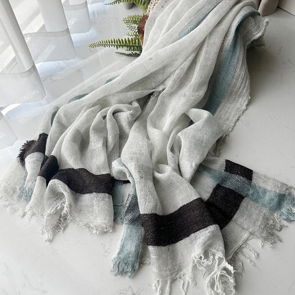 New Wool Scarf for Women, European and American Style, Fresh and Long, Short Fringe Scarf, Plain Border Long Scarf, Spray-Dyed Shawl for Women
