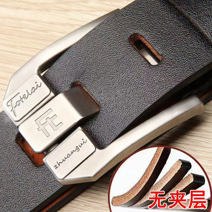 Fortray Leather Belt First Layer Cowhide Men's Genuine Pure Leather Buckle Belt Men's High-End Trouser Belt 23 Business