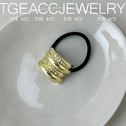 Cross-border new European and American cold wind geometric metal concave-convex elastic new temperament hair ring hair rope temperament head rope