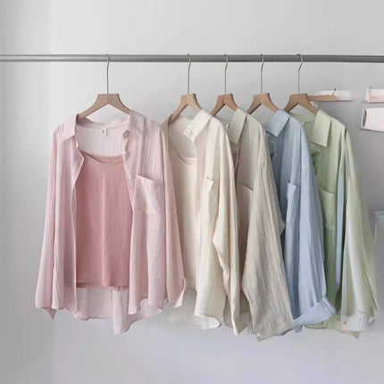 Looking forward to summer ~ French cotton and linen sunscreen shirt women's cotton and linen thin shirt high-grade anti-wrinkle long sleeve coat