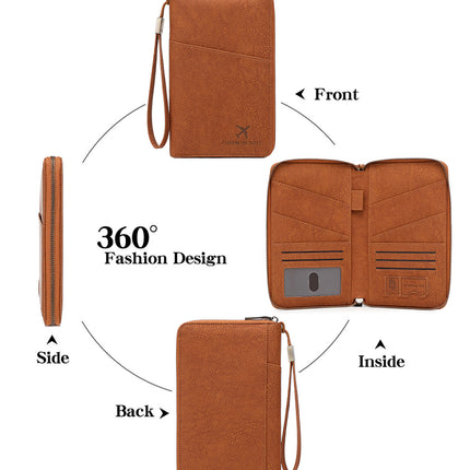 New Rfid Family Passport Holder Wallet Travel Document Storage Bag Simple Large-Capacity Credit Card Protective Case