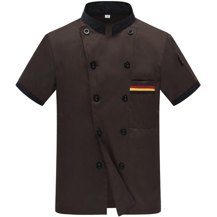 Foreign Trade Wholesale Cross-Border Export Restaurant Canteen Kitchen Clothing Hotel Chef Work Clothes Summer Wear Hotel Short-Sleeved Men's Clothing