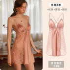 Rose gold nightgown [ice silk style] with removable breast pad / S