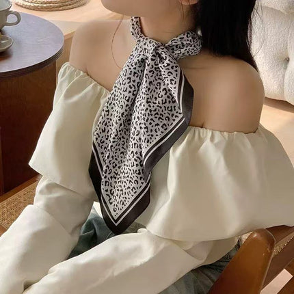 Simulated Silk Printed Silk Scarf for Women, Korean Cashew Leopard Print Headscarf, Four-Season Scarf, Professional Scarf Wholesale